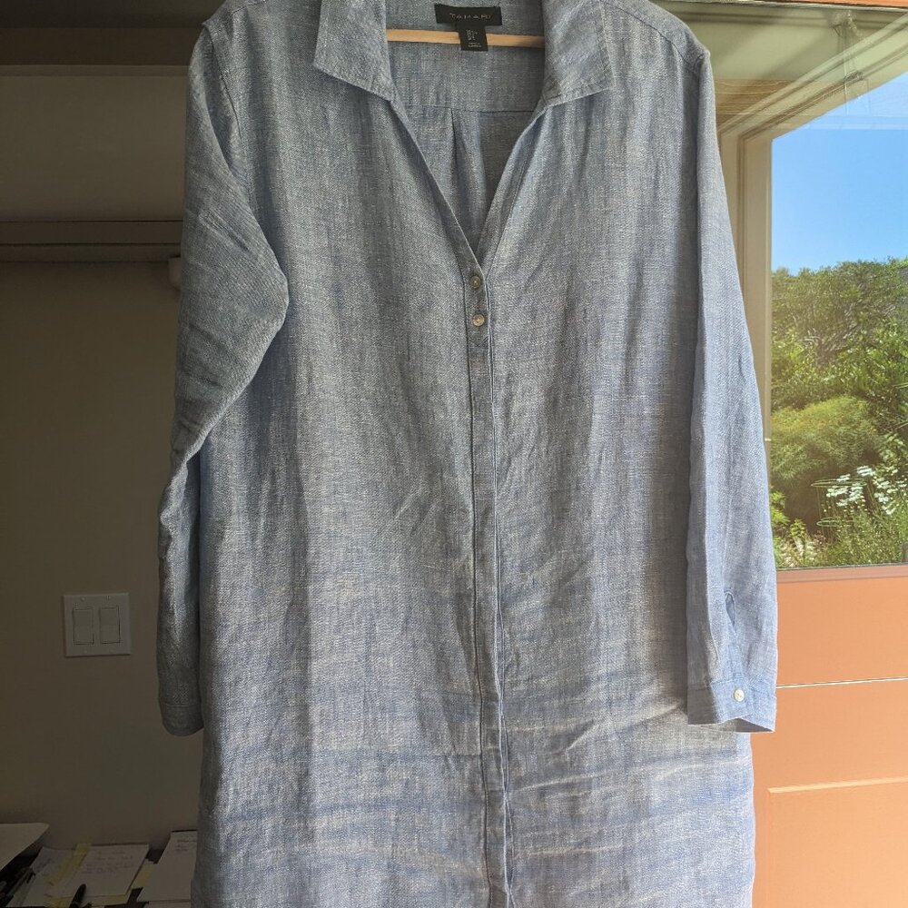 Tahari Chambray Linen Dress